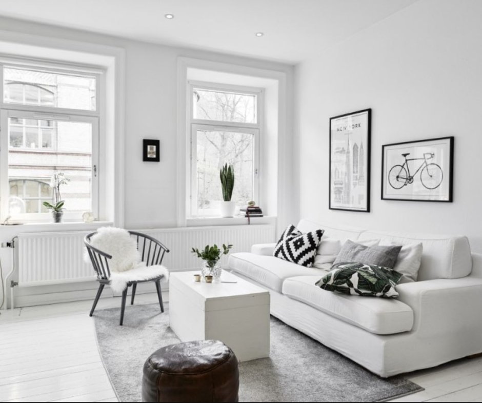 Белые краски в интерьере Скандинавский