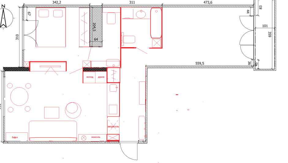 Дизайн проект двухкомнатной квартиры 60 кв.м планировка