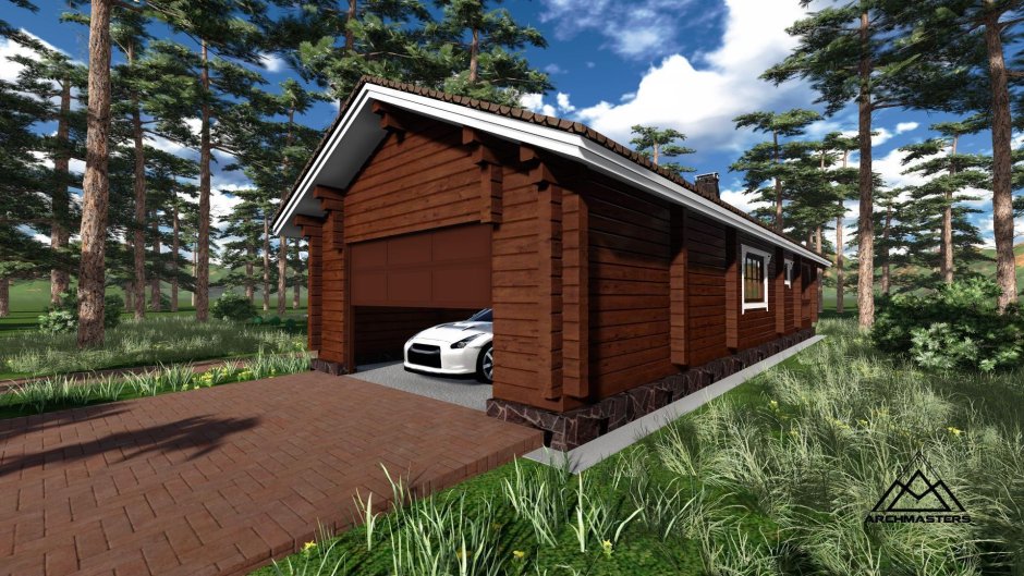 Гараж с баней под одной крышей