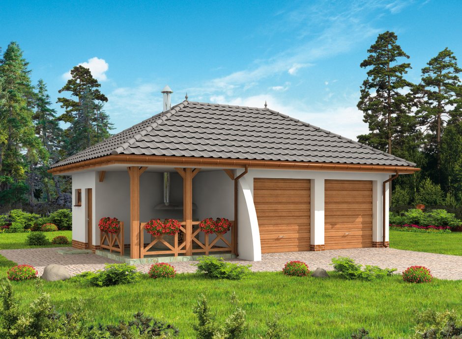 Гараж с беседкой