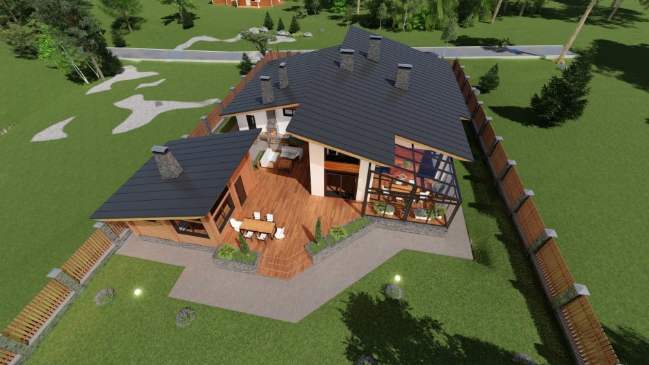 Дом с гаражом и беседкой