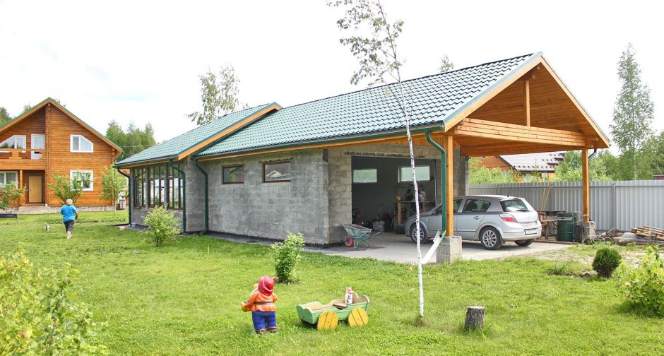 Гараж с баней под одной крышей