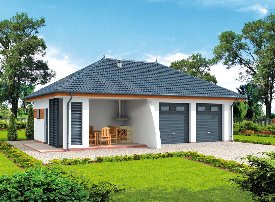 Гараж с беседкой