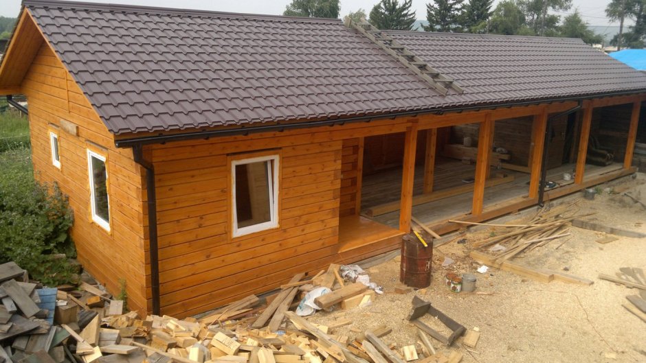 Баня с пристройкой под одной