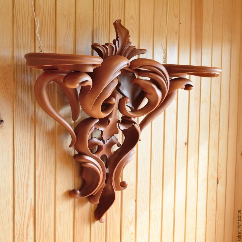 Резные угловые полочки в баню