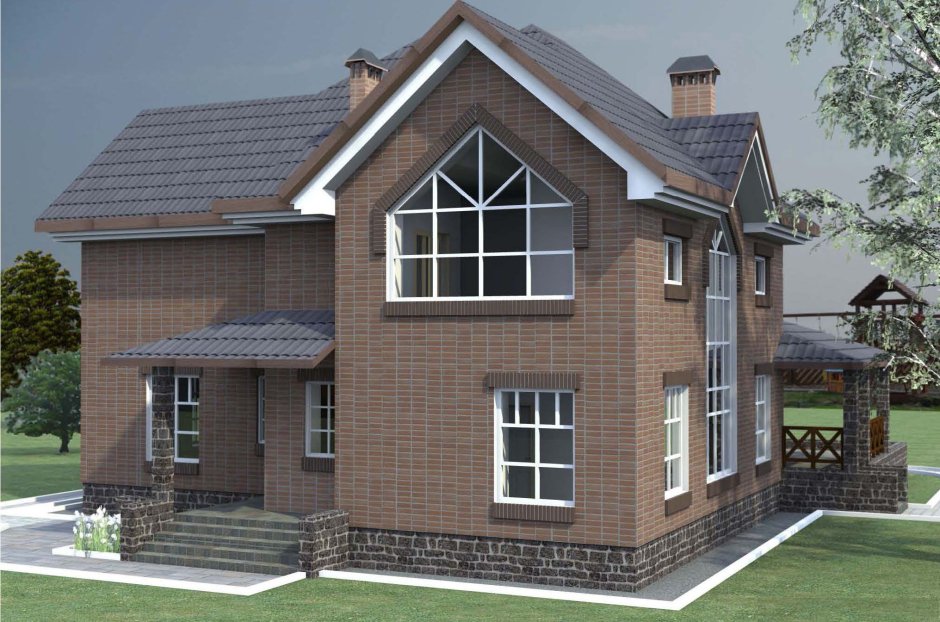 Дом из коричневого кирпича