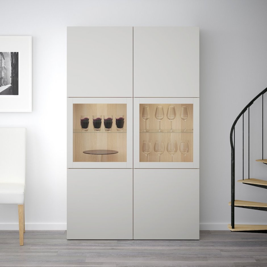 БЕСТО шкаф для ТВ, комбин/стеклян дверцы