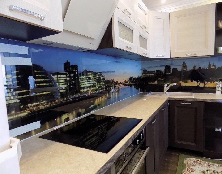 Фартук для кухни из стекла с фотопечатью с мостом