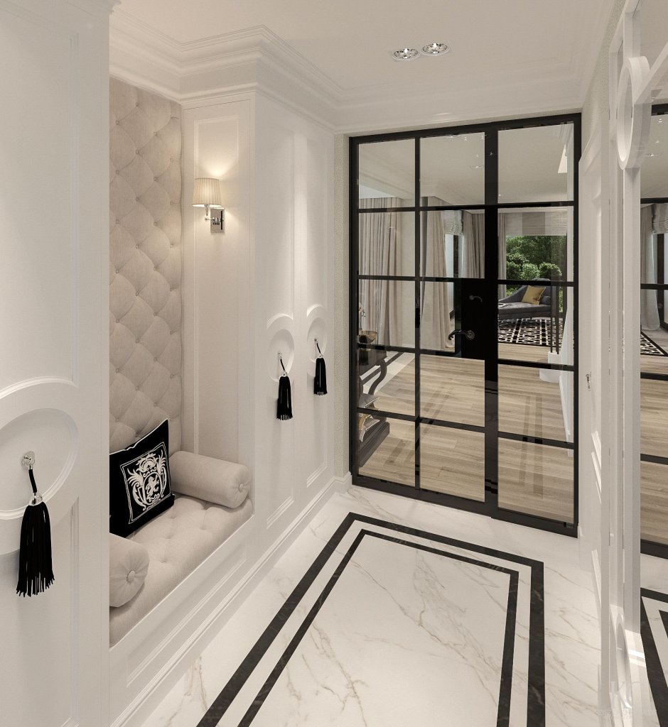 Зеркало на рейках в прихожей