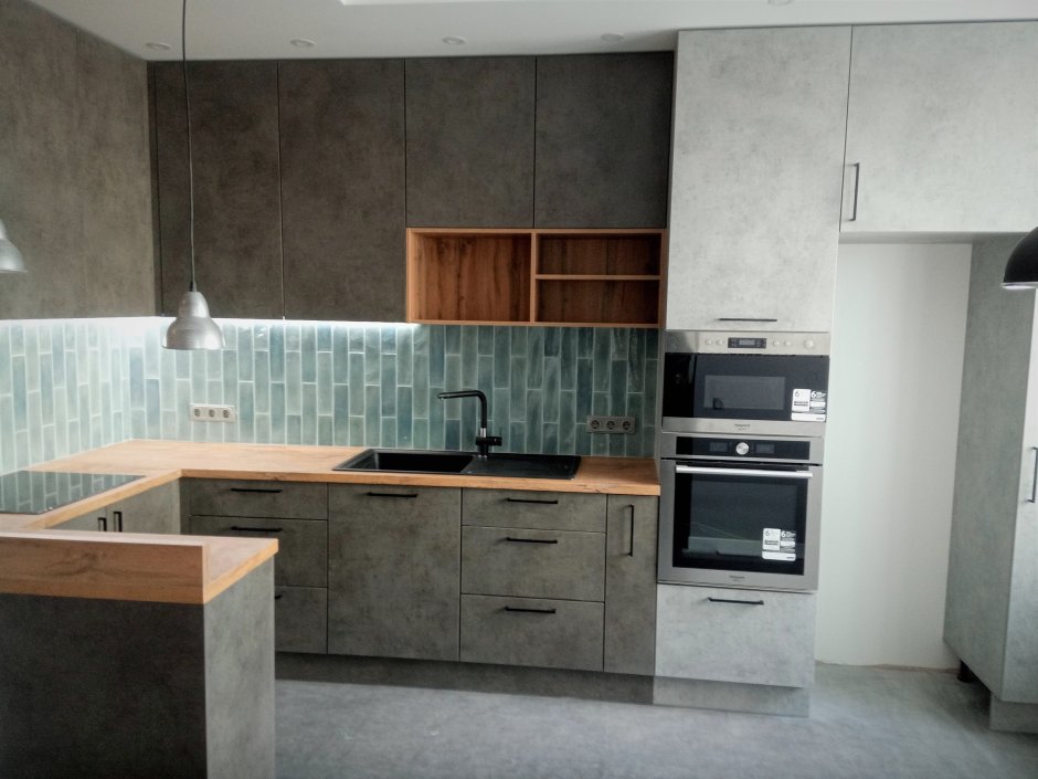 Кухня бетон Чикаго темно серый