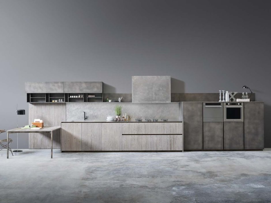 Кухня в цвете бетон Чикаго