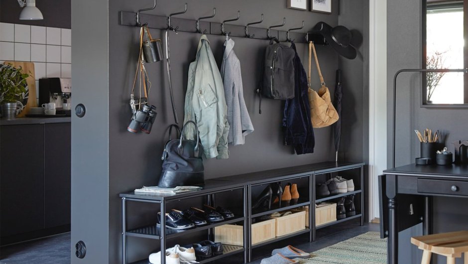 Вешалка икеа настенная белая елочкой