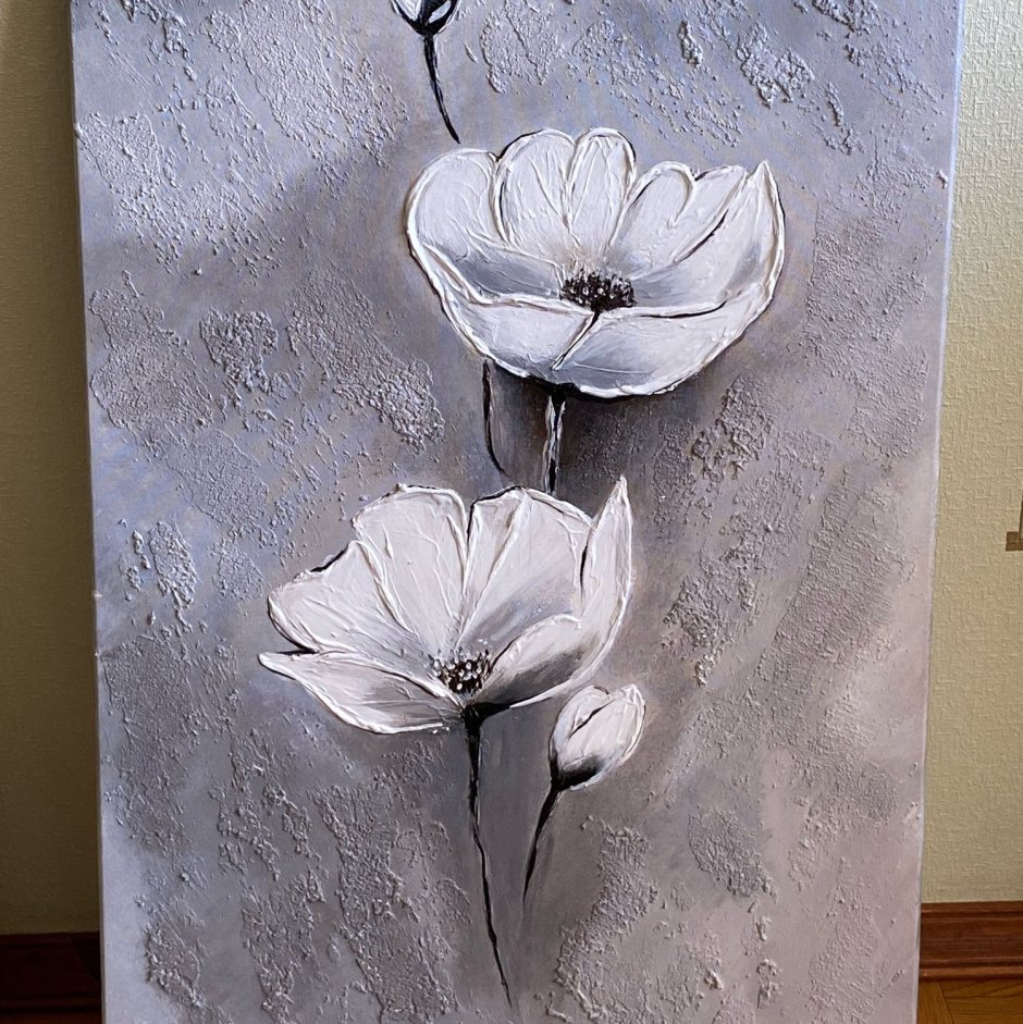 Цветы текстурной пастой