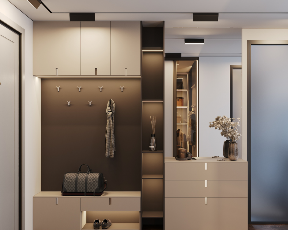 Прихожая с интегрированными ручками