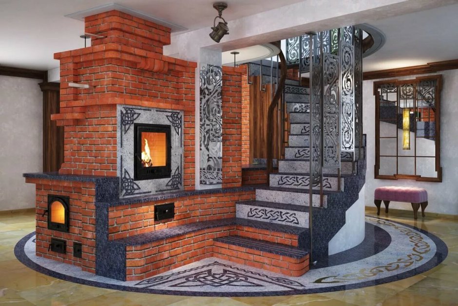 Кирпичная печь камин 1на1