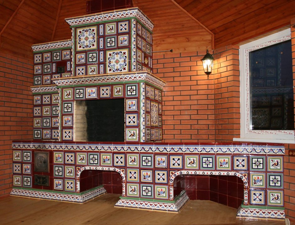 Печь в коттедже из кирпича