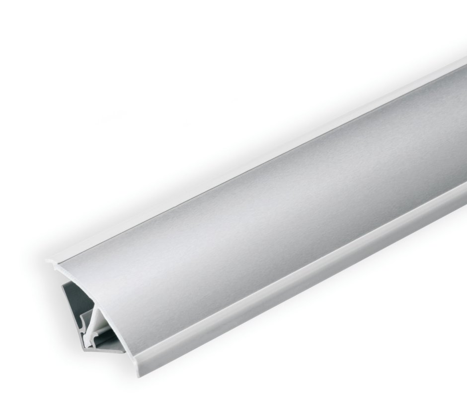 Плинтус алюминиевый вогнутый гладкий плато-2с, серебро, 3м