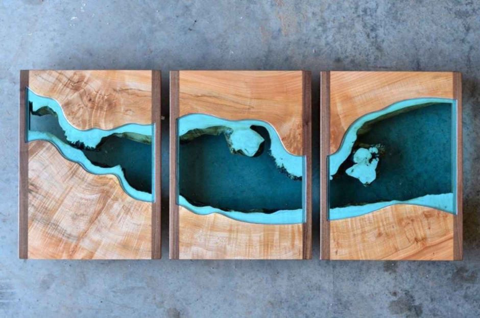 Панно на стену из дерева и эпоксидной смолы