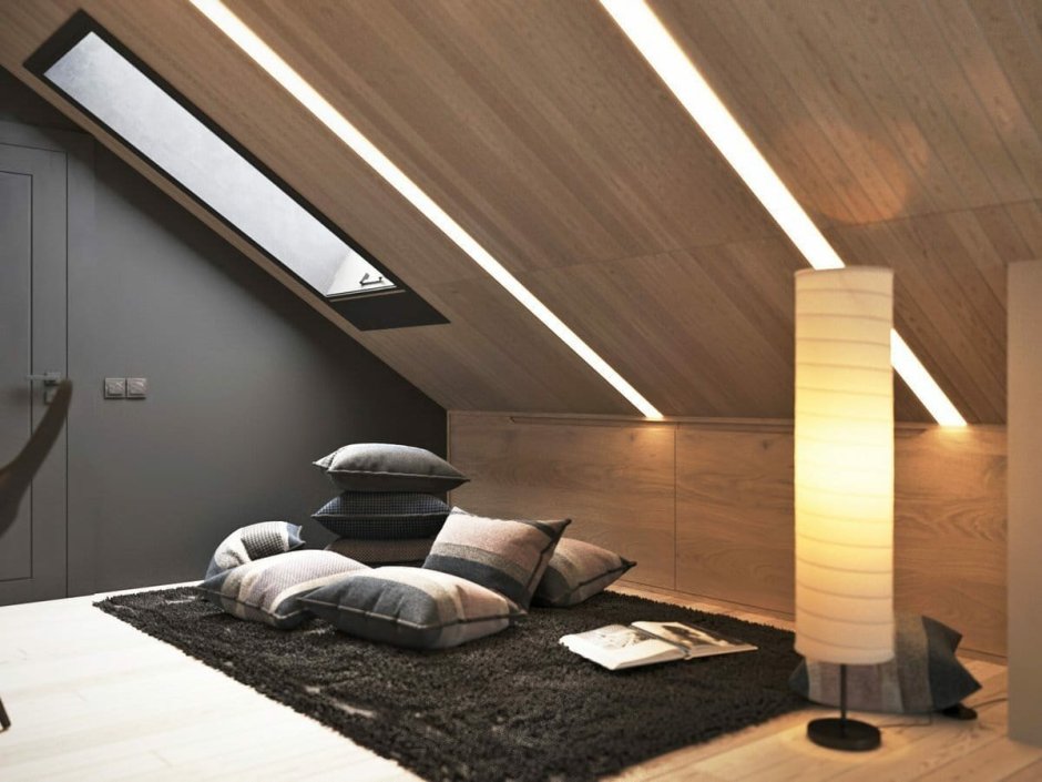 Освещение мансардного потолка