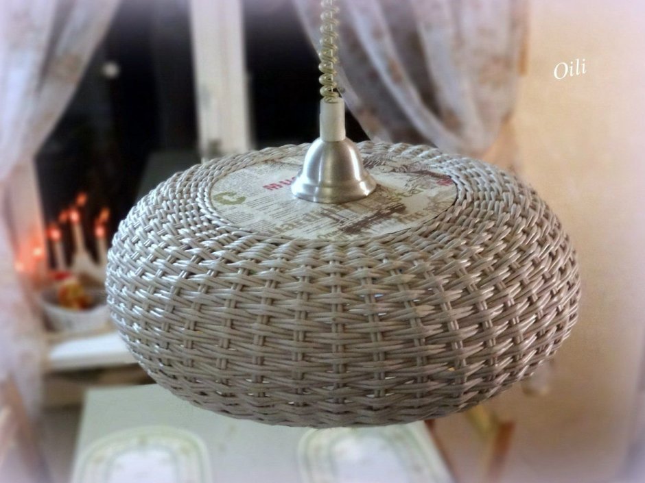 Плетеные абажуры из бумажной лозы