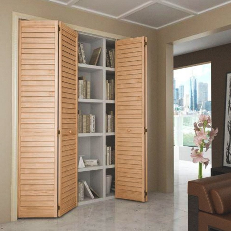 Жалюзийные двери гармошки для шкафа