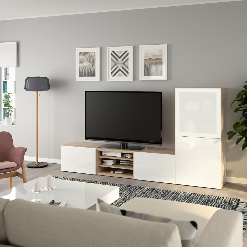БЕСТО шкаф для ТВ, комбинация, Лаппвикен белый