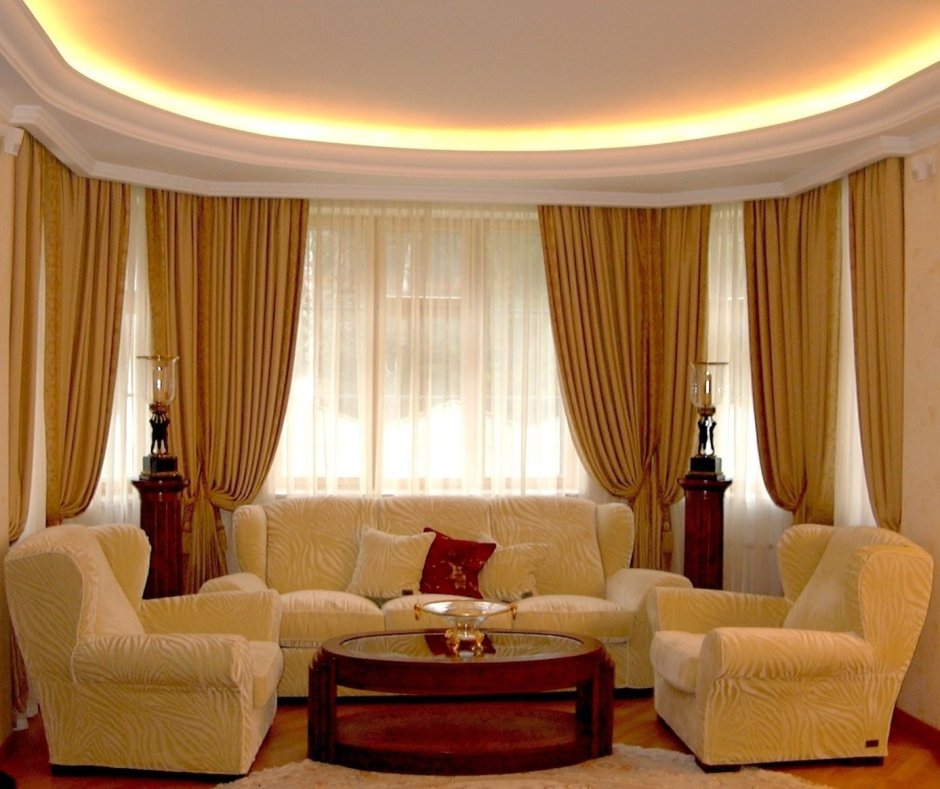 Шторы эркер гостиная