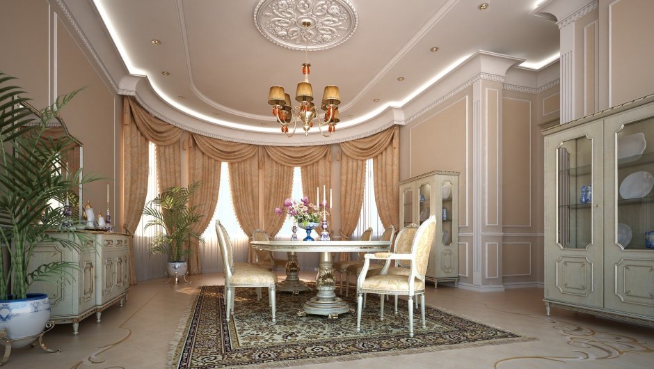 Натяжной потолок с эркером