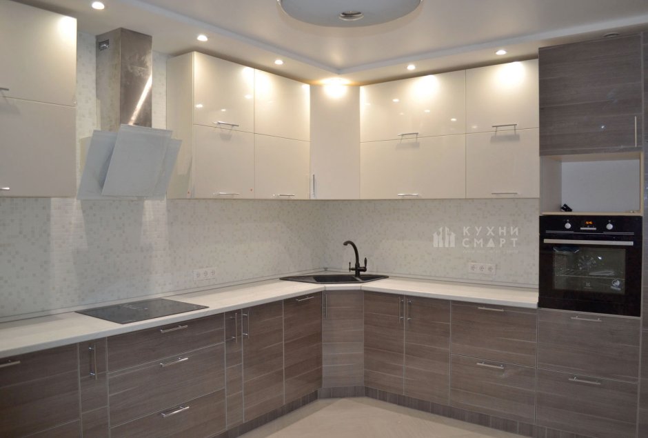 Угловая кухня цвет капучино