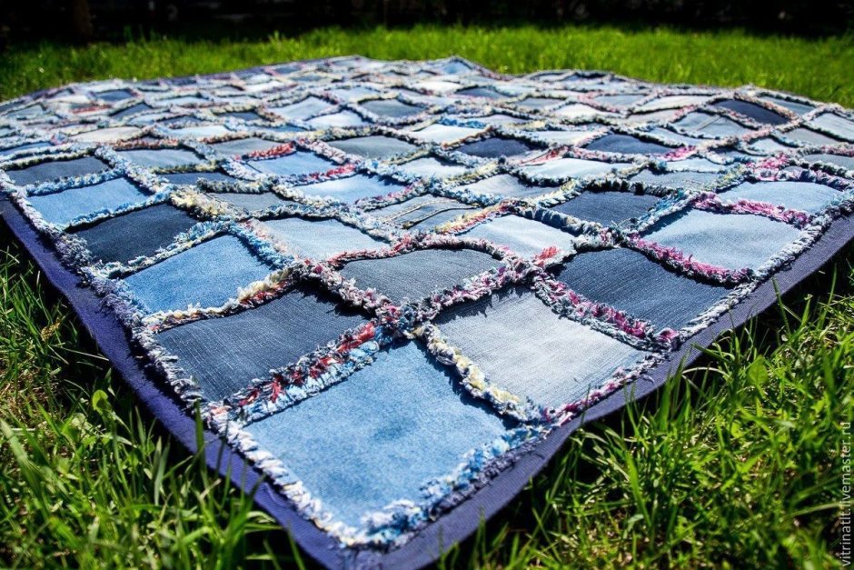 Покрывало из старых джинс