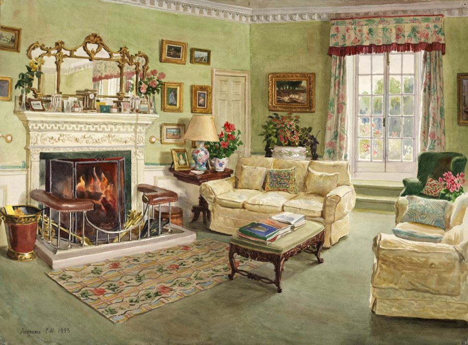 Интерьер гостиной в деревенском стиле