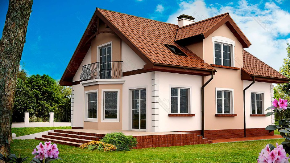 Двухцветные фасады домов