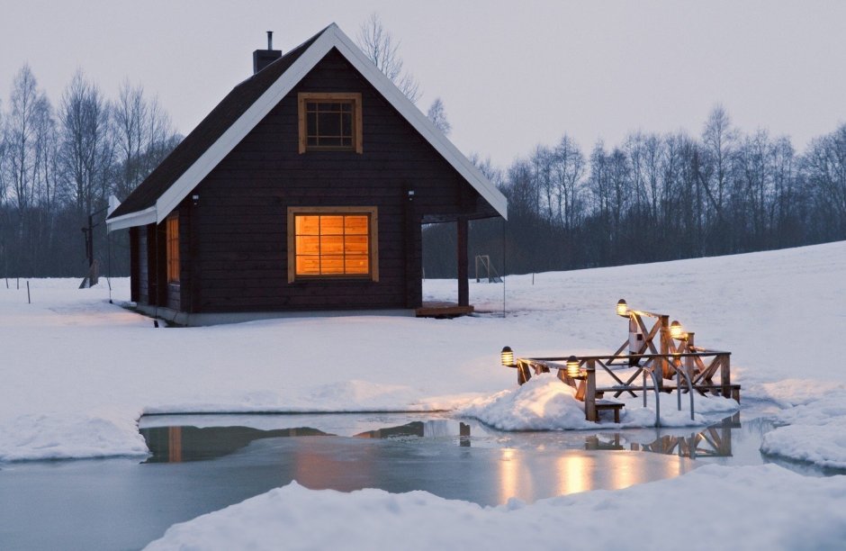 Баня зимой