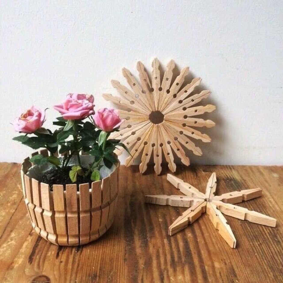 Горшок из прищепок