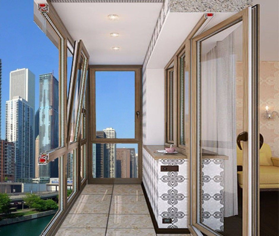 Шторы на балконе с панорамным остеклением