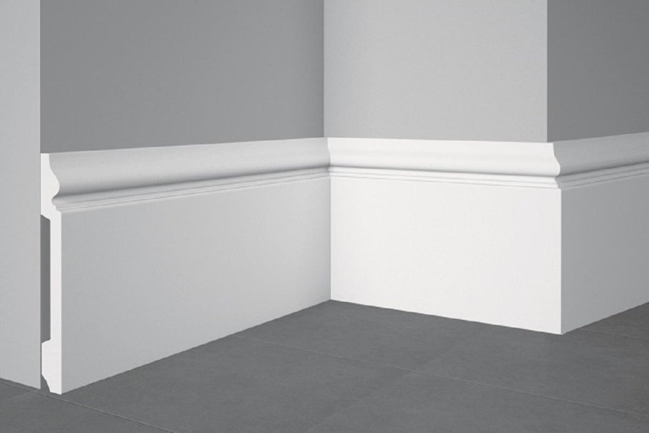 Плинтус напольный дюрополимер белый Cosca a038