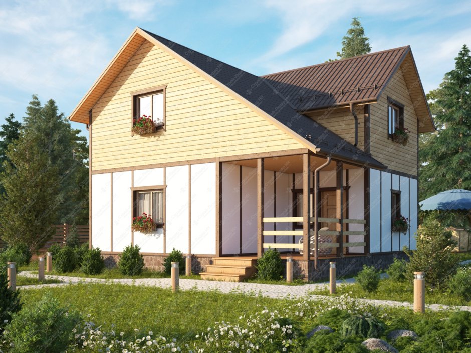 Асимметричная крыша дома