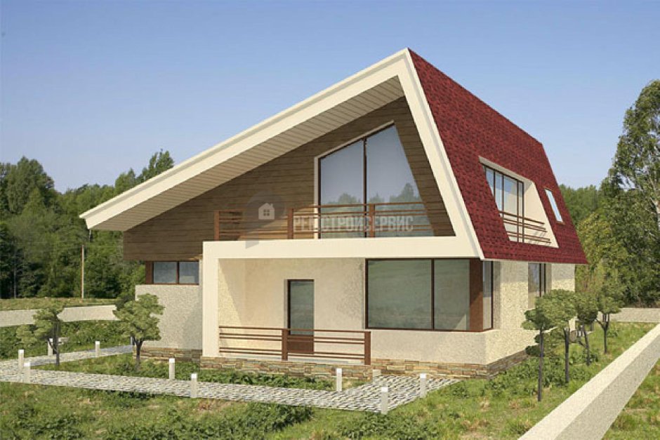 Каркасный дом с ассиметричной крышей