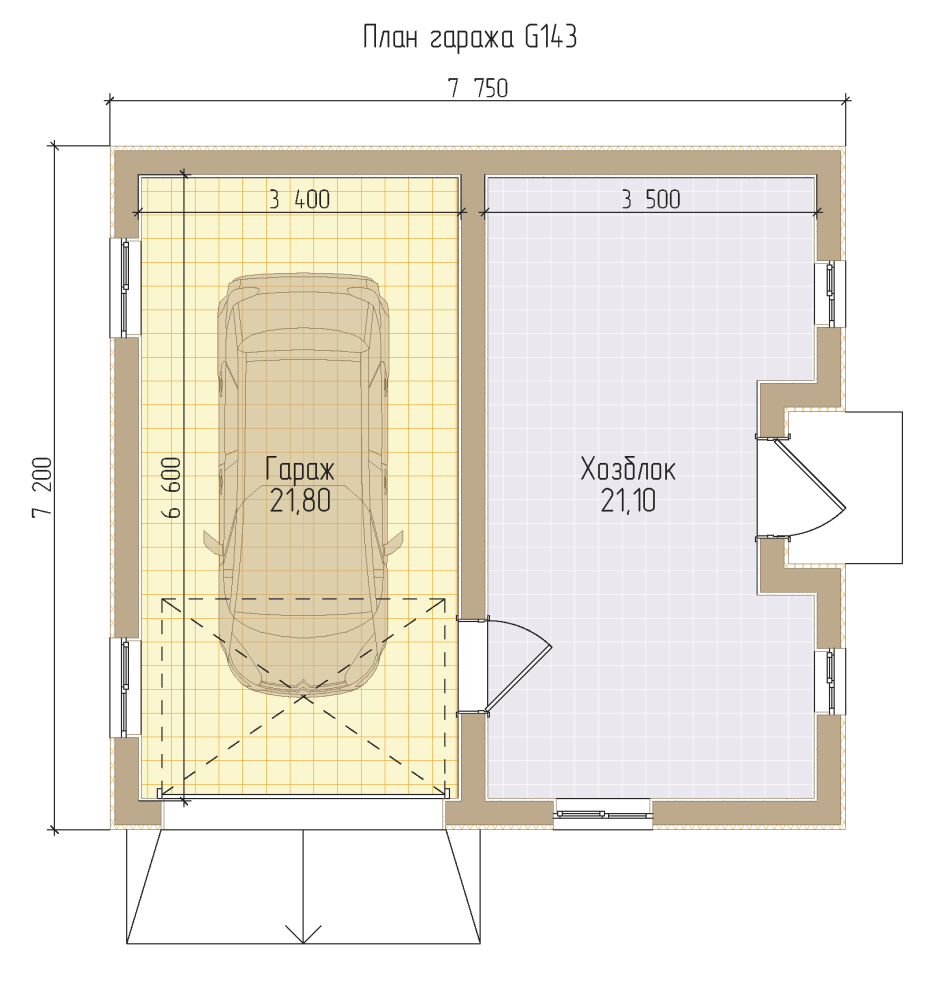 План гаража с мастерской
