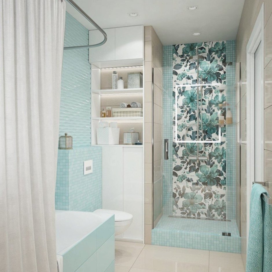 Ванная в мятных тонах