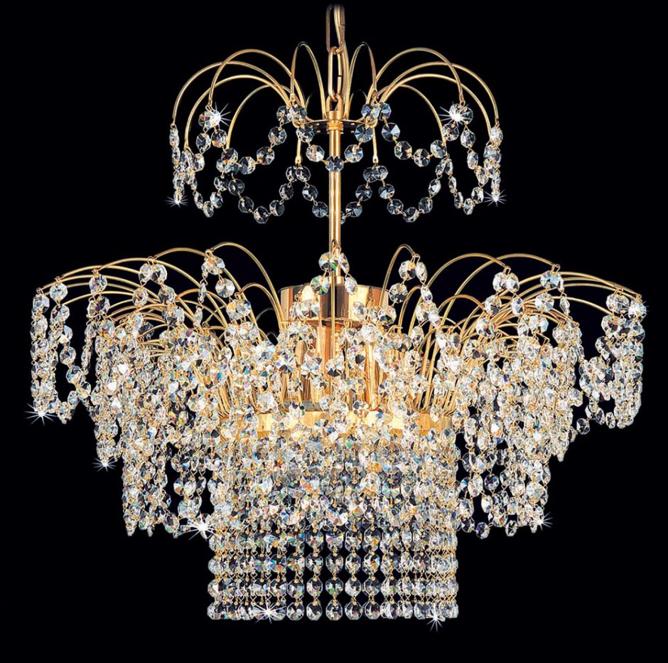 Чешская хрустальная десятирожковая двухъярусная люстра