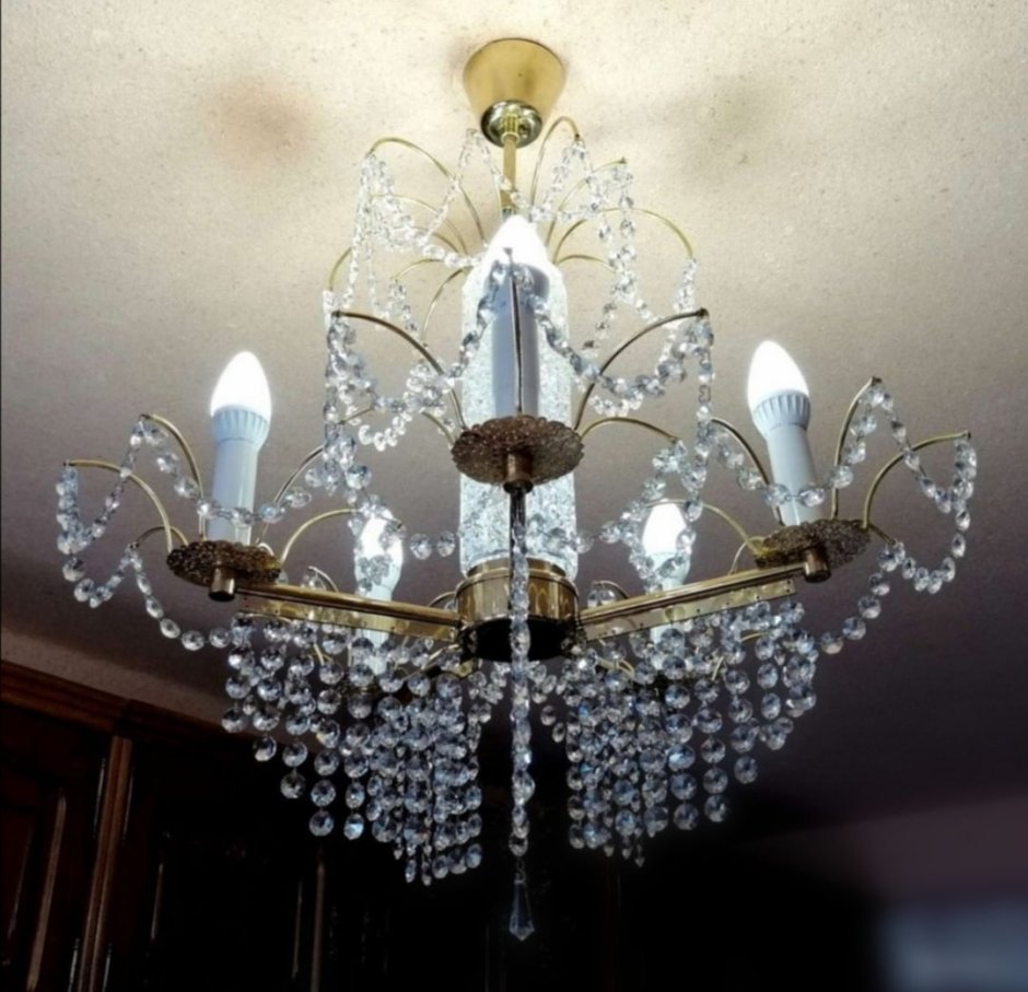 Люстра хрустальная СССР трехъярусная