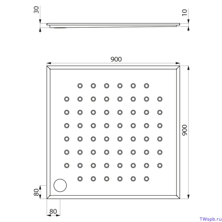 Душевой поддон для инвалидов 900х900