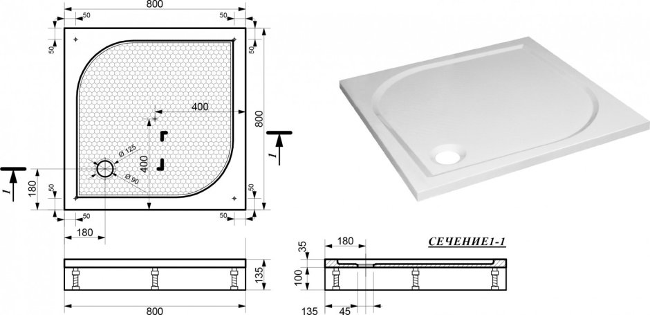 Поддон Эстет гамма м 90х90