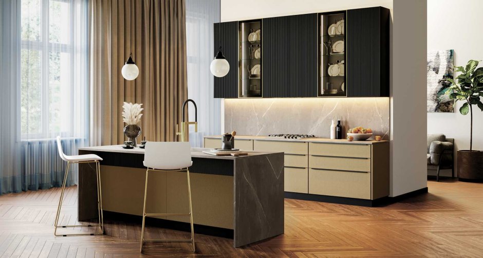 Современная кухня с фрезеровкой