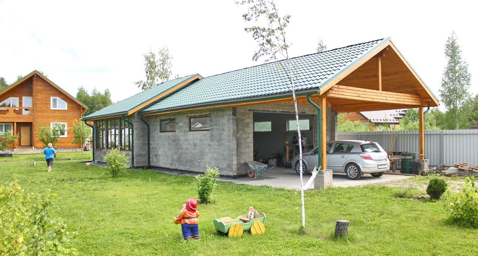 Гараж с баней под одной крышей