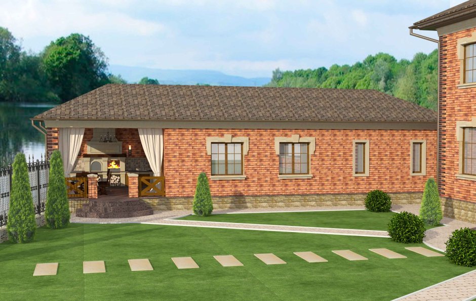 Гараж с баней и беседкой