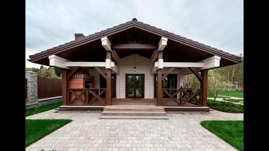 Беседка из клееного бруса с барбекю