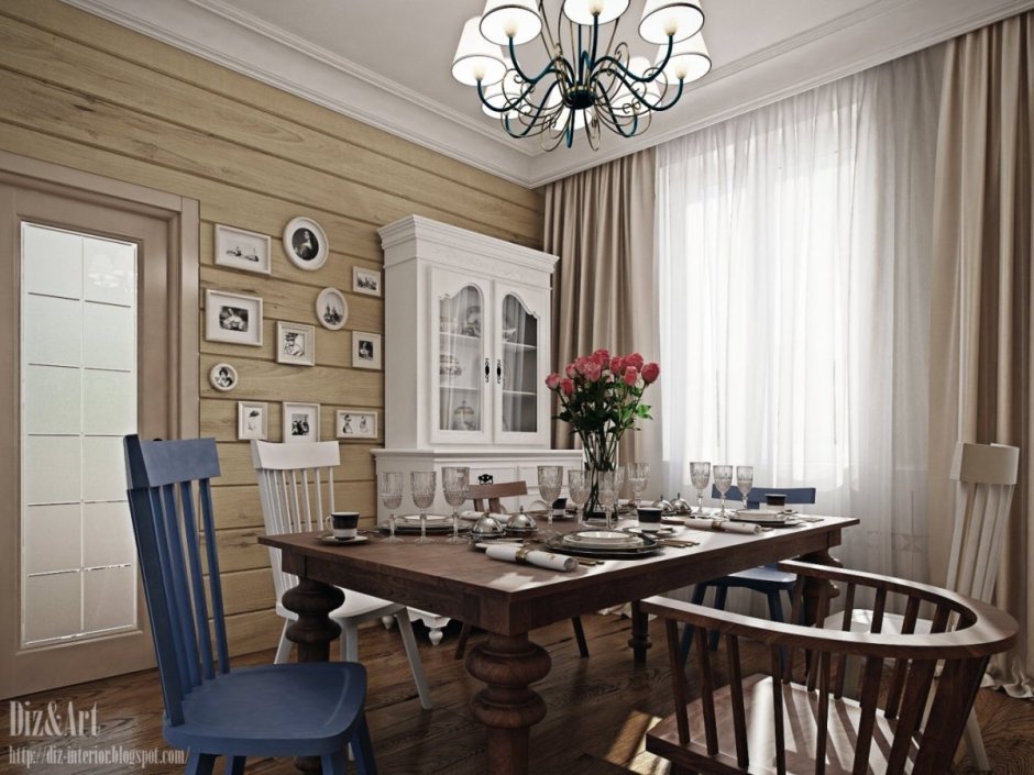 Столовая в стиле русской усадьбы