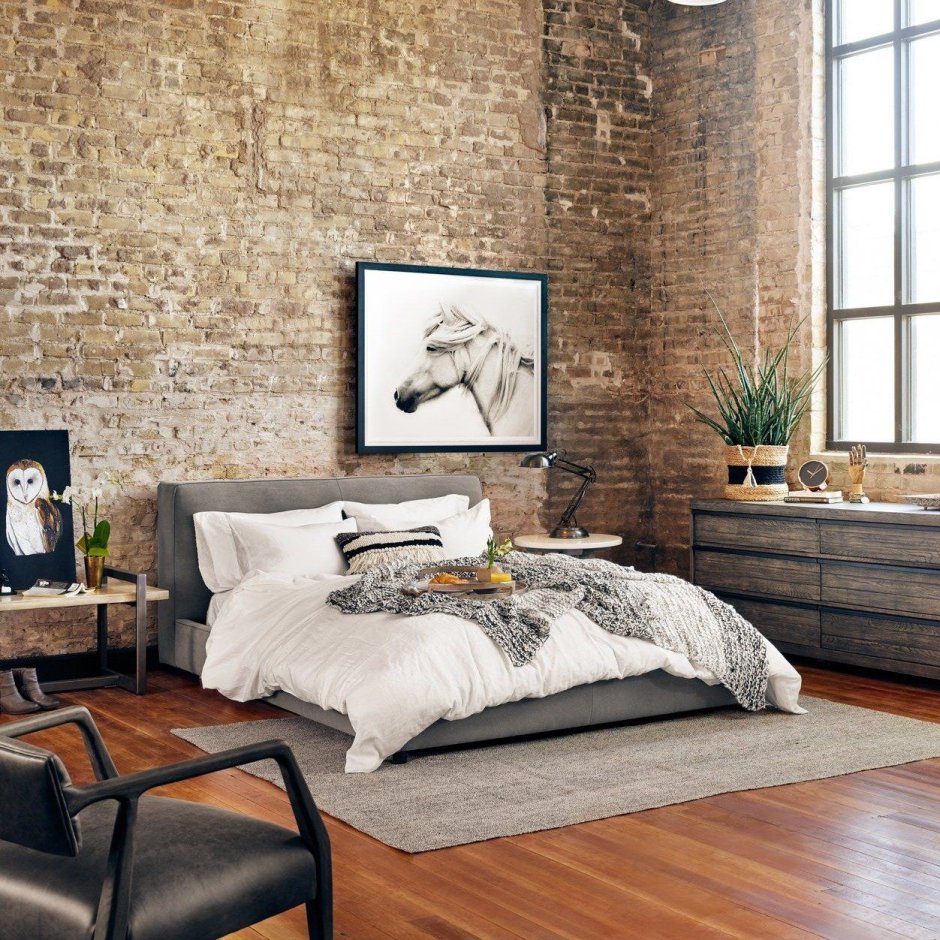 Спальня в стиле лофт